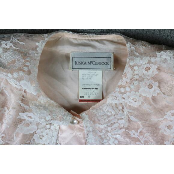 Jessica McClinton Blouse Peach 8 Satin Pearl Lace Victorian Cottage Vintage - Picture 3 of 5